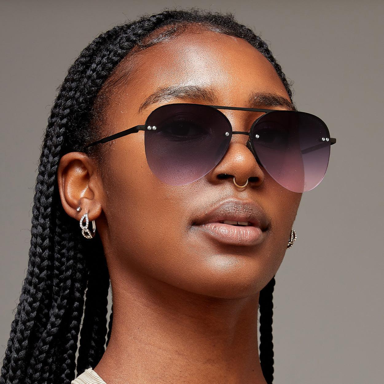 Smaller Megan 2 Aviator Sunglasses Faded Purple Pink