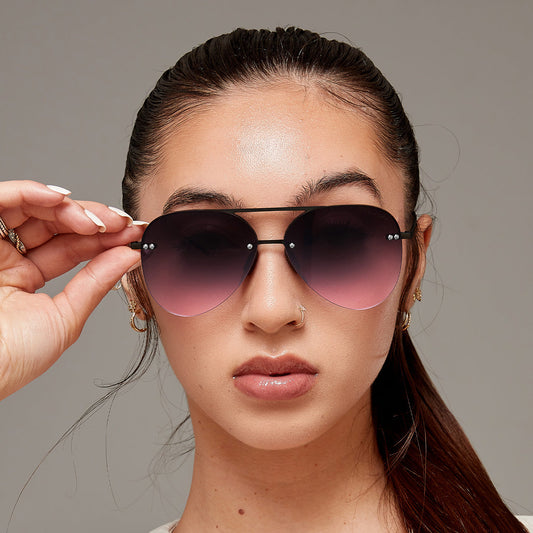 Smaller Megan 2 Aviator Sunglasses Faded Purple Pink