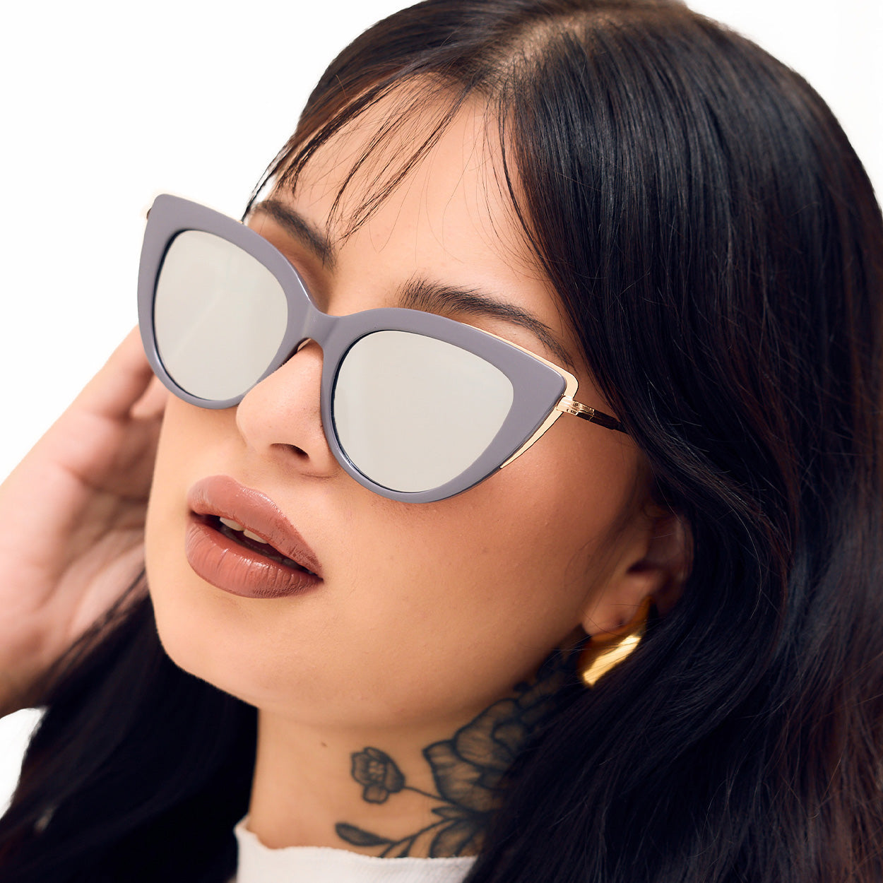 Too Focused Lavender Cat Eye Sunglasses UV 400 Oversize