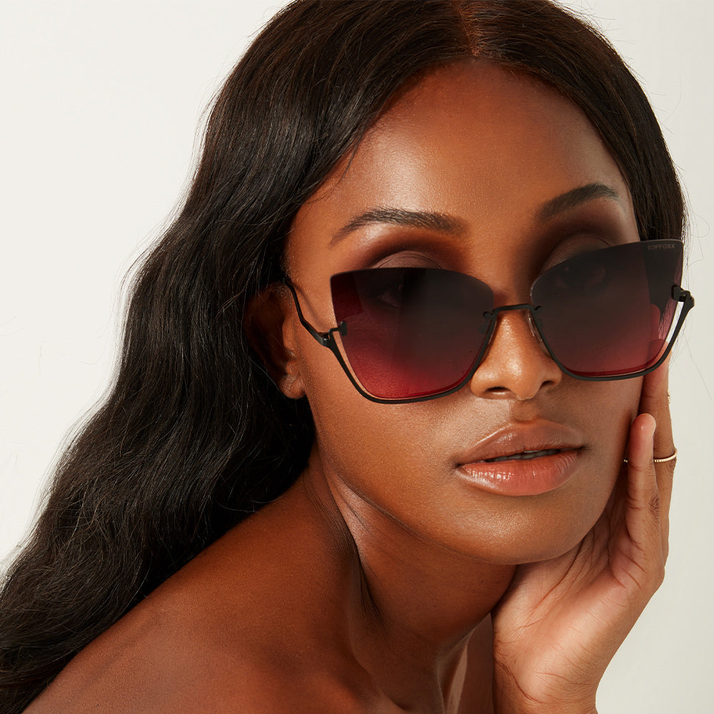 Vixen Ruby Rimless Metal Cateye Sunglasses Raya X TopFoxx