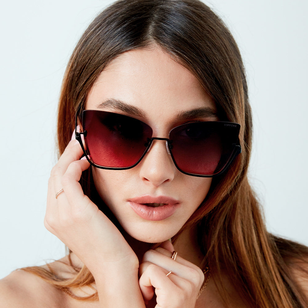 Vixen Ruby Rimless Metal Cateye Sunglasses Raya X TopFoxx