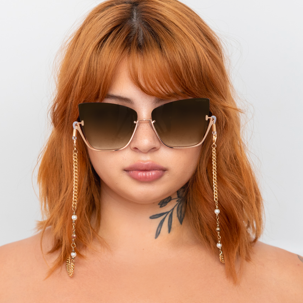 Vixen Brown Lens Gold Frame Metal Cateye Sunglasses