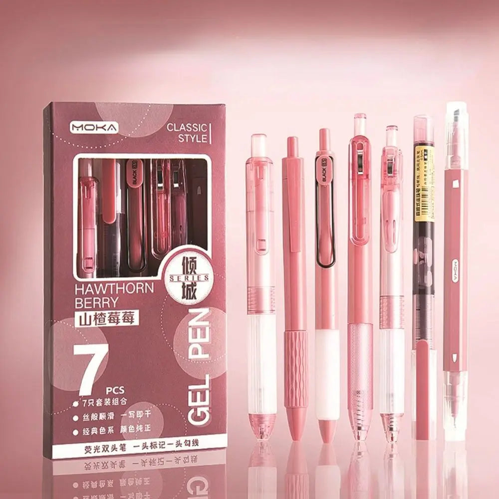 7Pcs/Set Kawaii Pens Quick-Drying Ink Pen School Supplies Ballpoint Pen Back to School Stationery