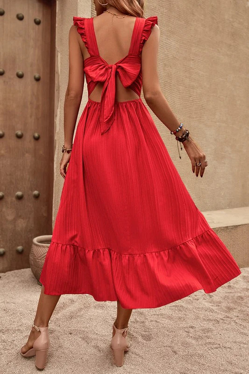 Flirty & Fun: Sleeveless Ruffle Cross-Back Dress Perfect for Any Occasion! 🌟💖