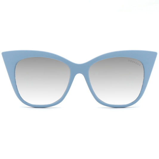 Venice Cateye Glasses Blue Frame Silver Lens One Size