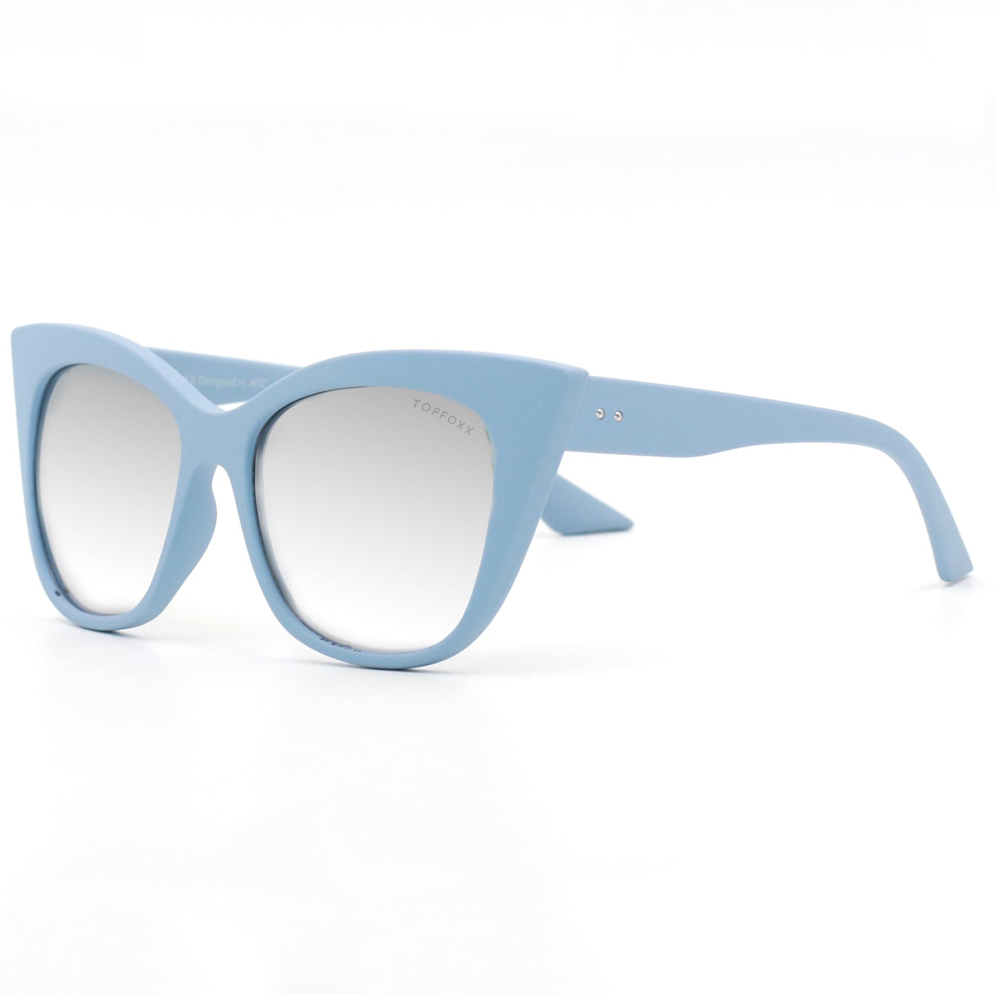 Venice Cateye Glasses Blue Frame Silver Lens One Size