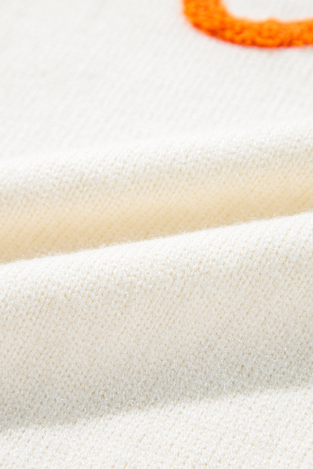 Orange Halloween Boo Drop Shoulder Knit Sweater Cozy Warm