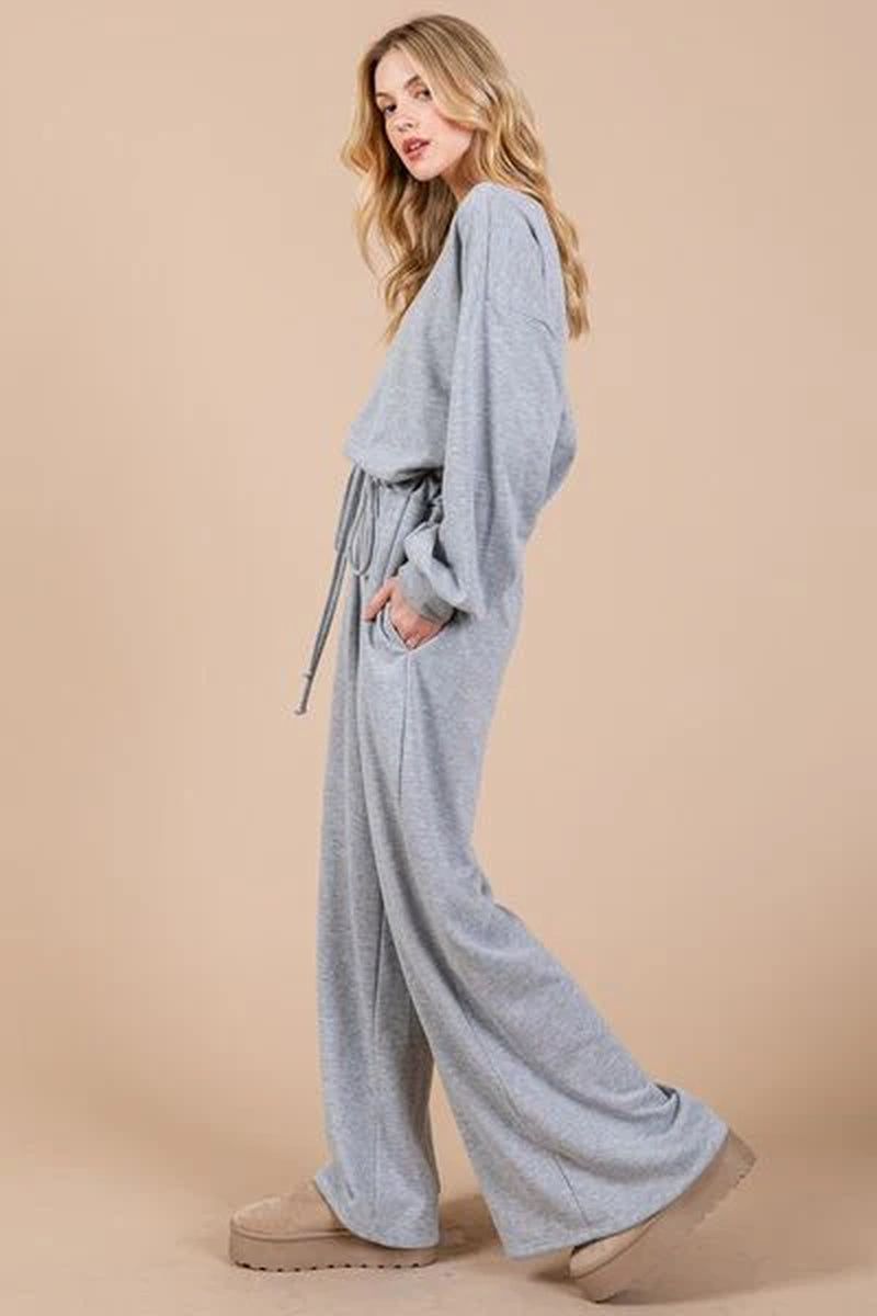 Transform Your Look with the Ces Femme Long Sleeve Boat Neck Jumpsuit – Your Ultimate Style Statement!