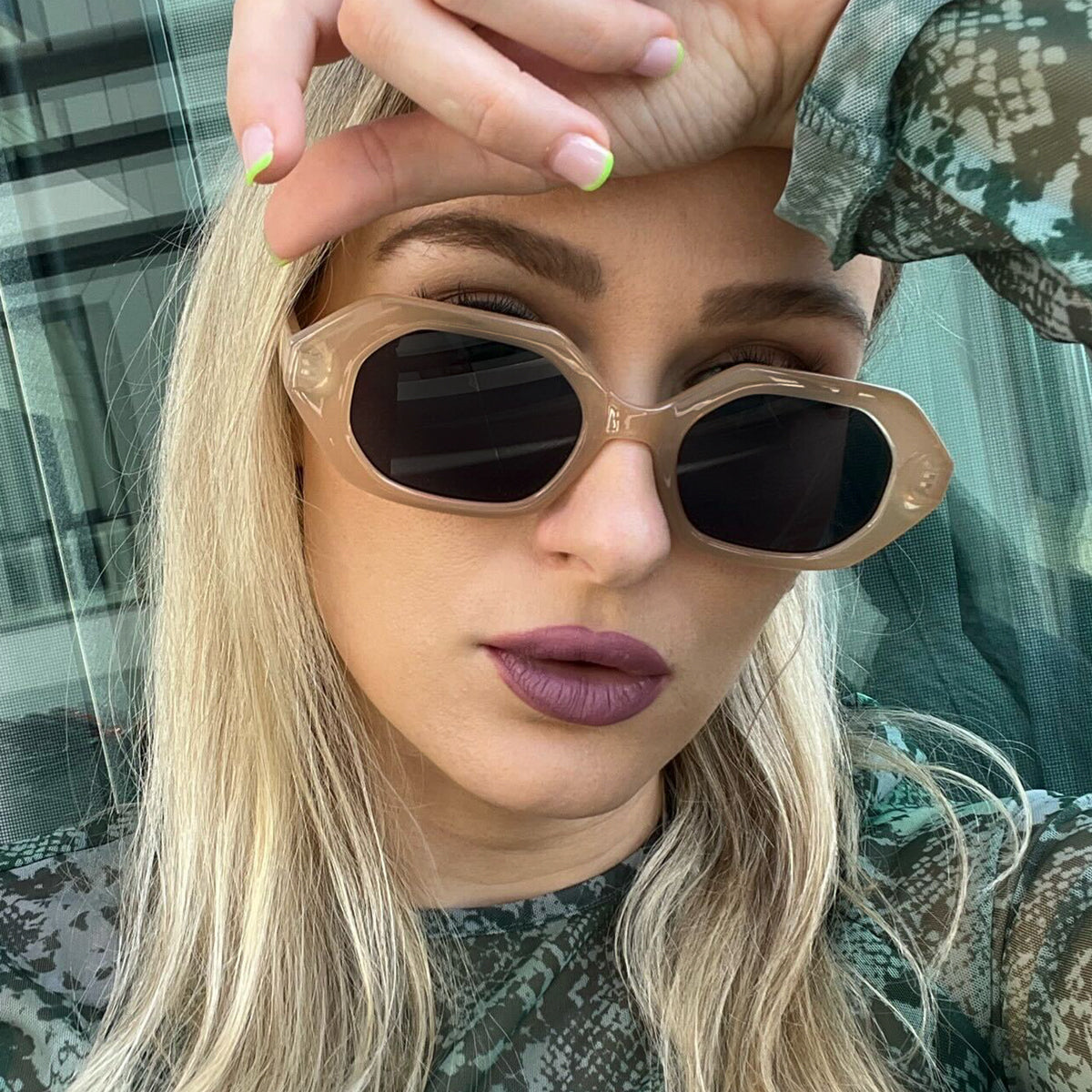 Came To Win Nude Unisex Geometric Sunglasses Topfoxx