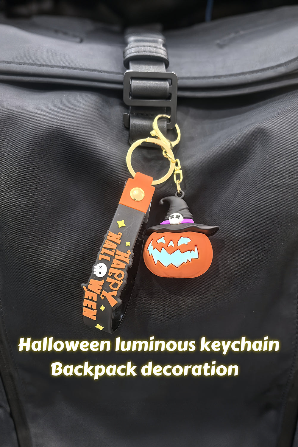 Orange Halloween Pumpkin Pendant Keychain With Metal Ring