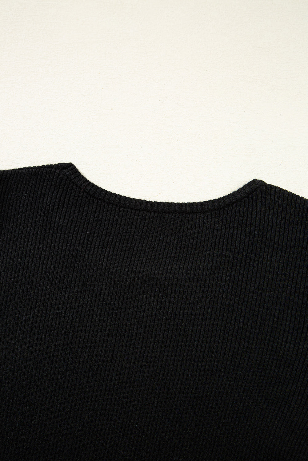 Black Ribbed Knit Cold Shoulder Sweater With Subtle Cutouts