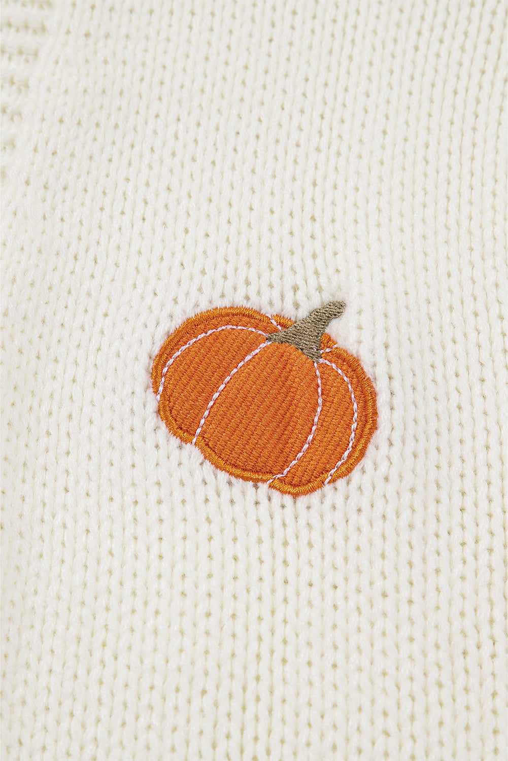 White Pumpkin Print Open Front Drop Shoulder Knit Cardigan *NEW* Shipping earliest date is 9/10