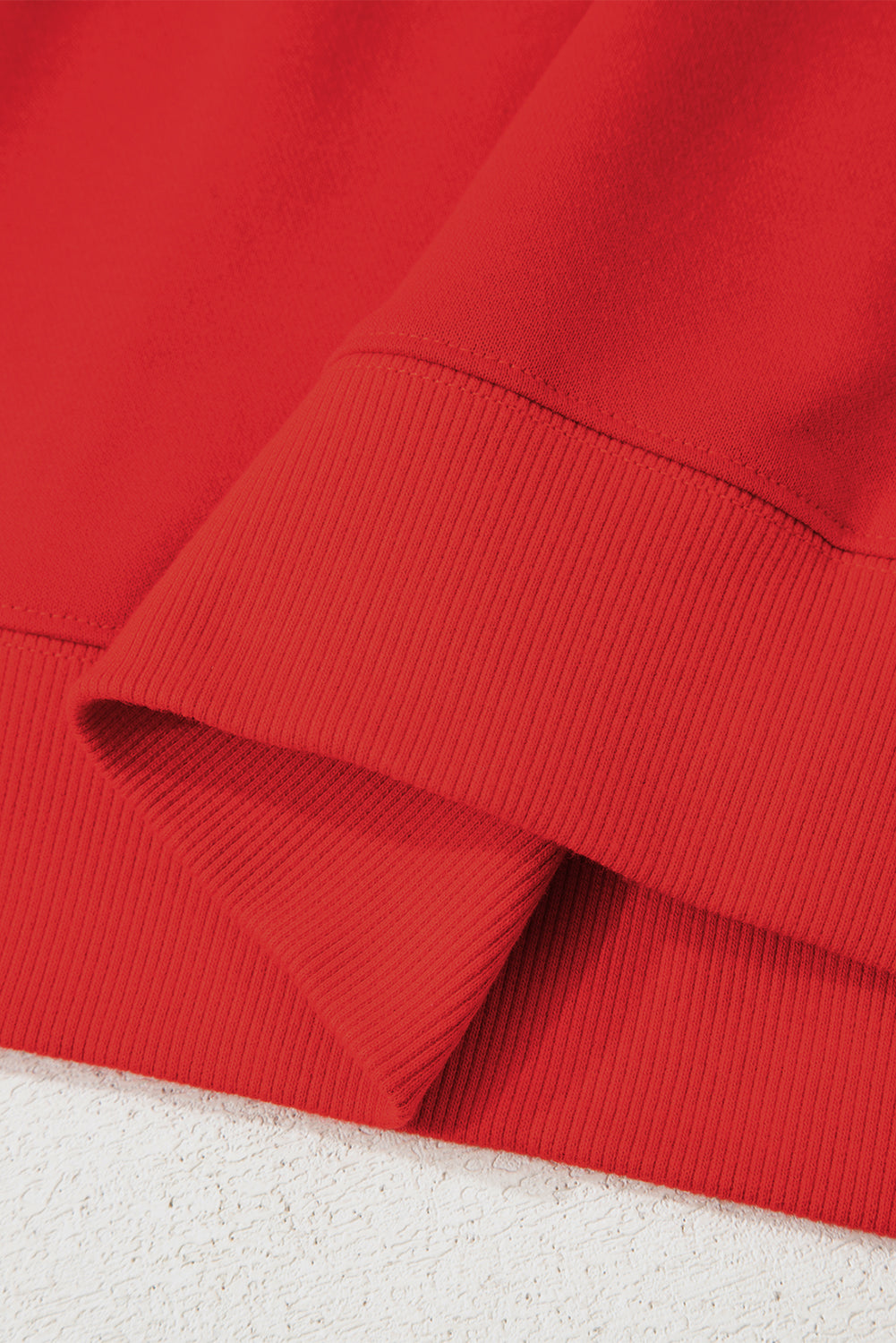 Fiery Red Preppy Striped Sleeve Loose Sweatshirt Casual