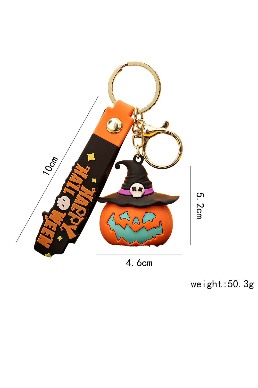 Orange Halloween Pumpkin Pendant Keychain With Metal Ring
