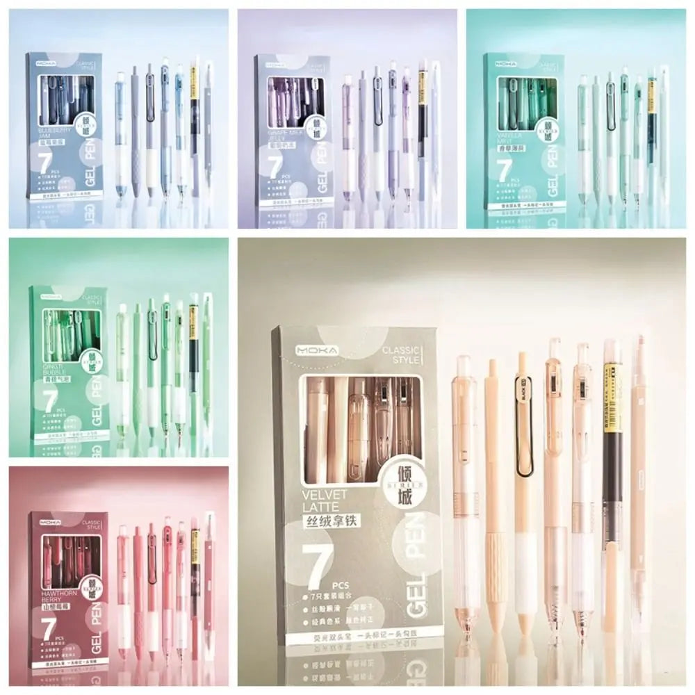 7Pcs/Set Kawaii Pens Quick-Drying Ink Pen School Supplies Ballpoint Pen Back to School Stationery
