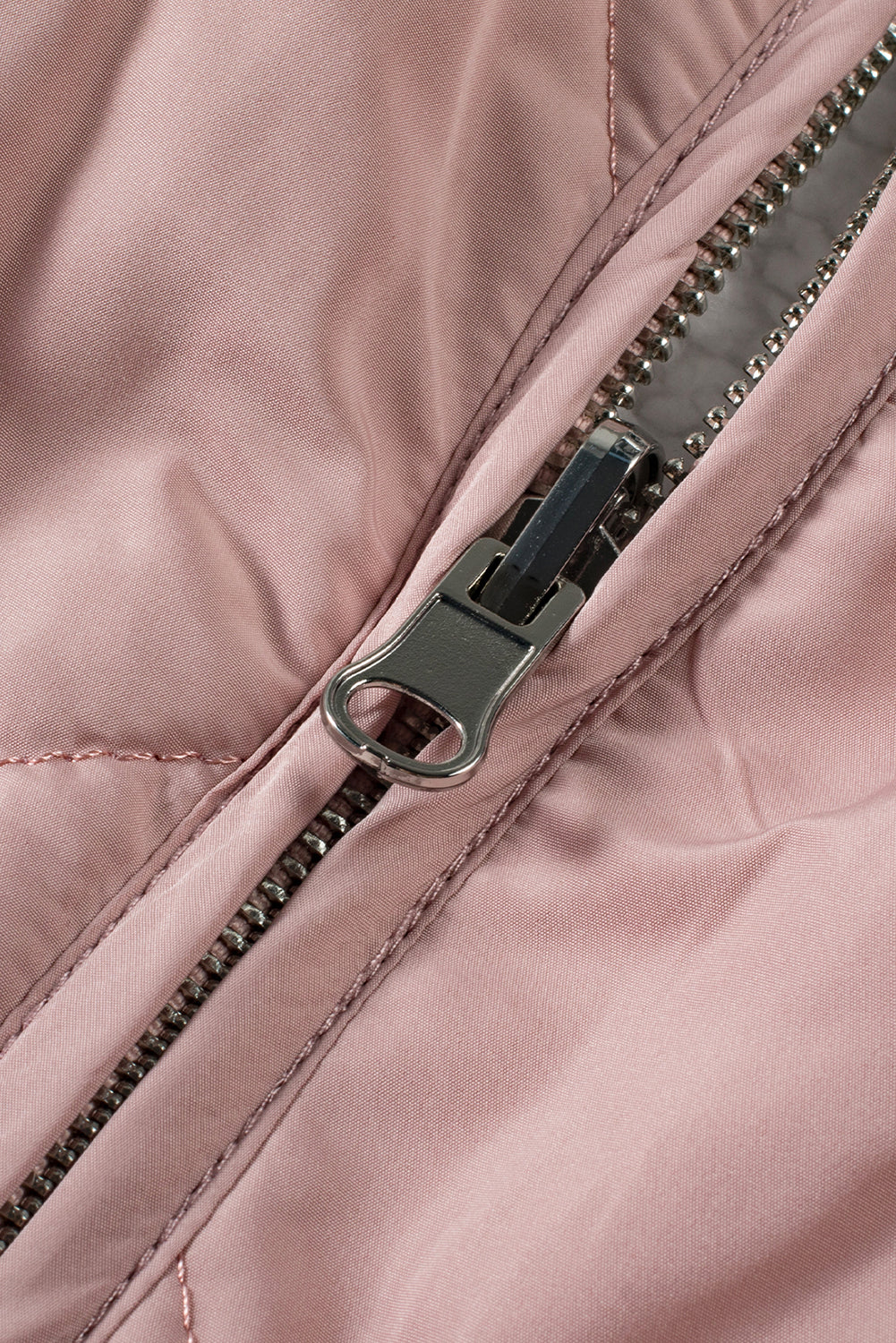 Pink Zip Up Fleece Lined Quilted Vest Coat Warm For Women