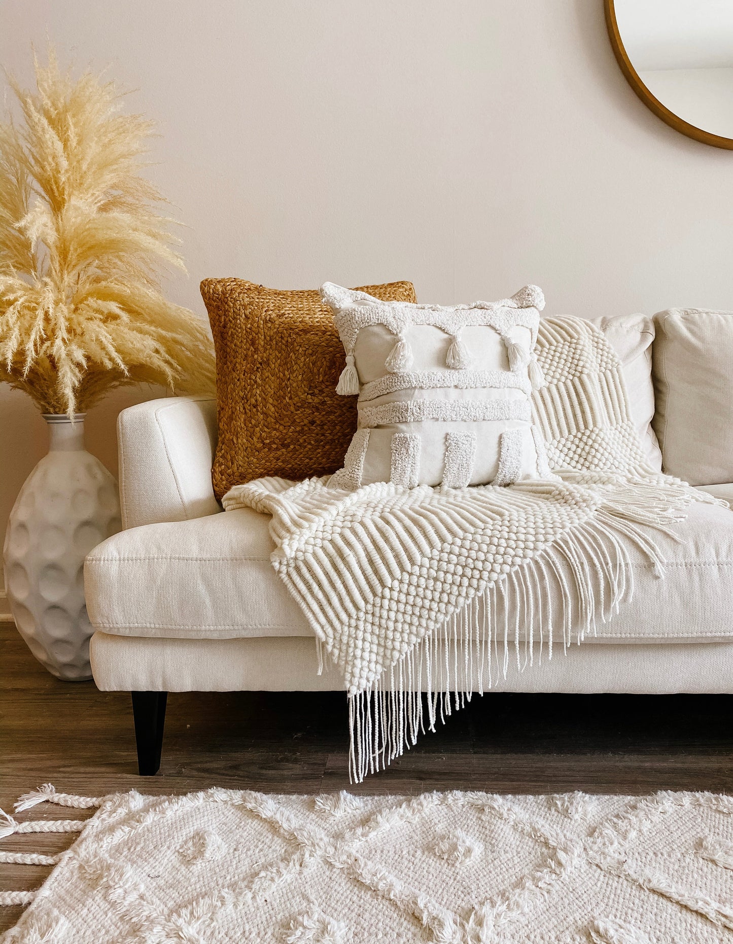 Khera Cream Throw Blanket 51x78 Acrylic Cozy Soft Warm