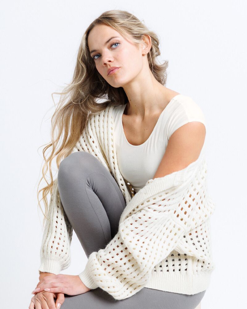 Downeast Demi Tee Cropped Layered Look Cap Sleeve Style