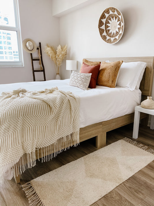 Khera Cream Throw Blanket 51x78 Acrylic Cozy Soft Warm