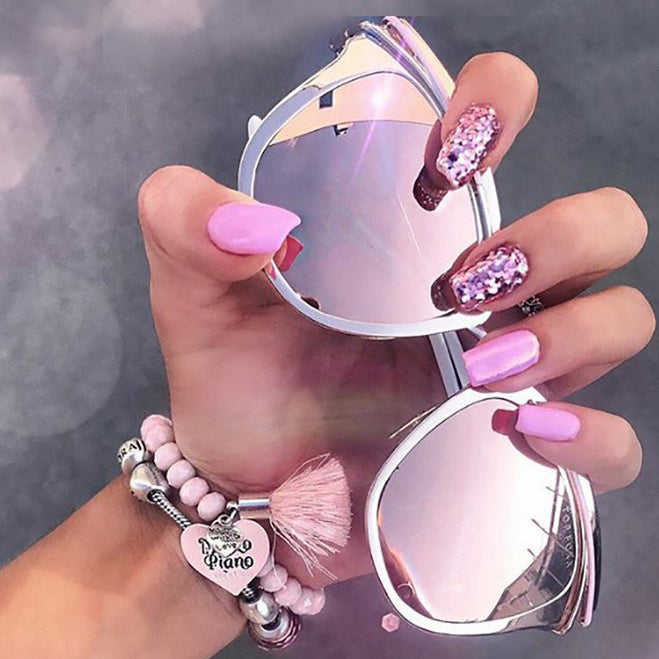 Candy Rose Gold Reflective Sunglasses For Women Celebrities