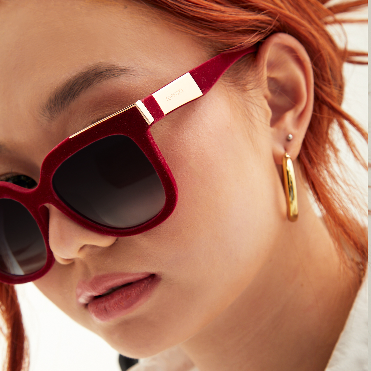 Coco Red Velvet Frame Black Lens Wayfarer Sunglasses