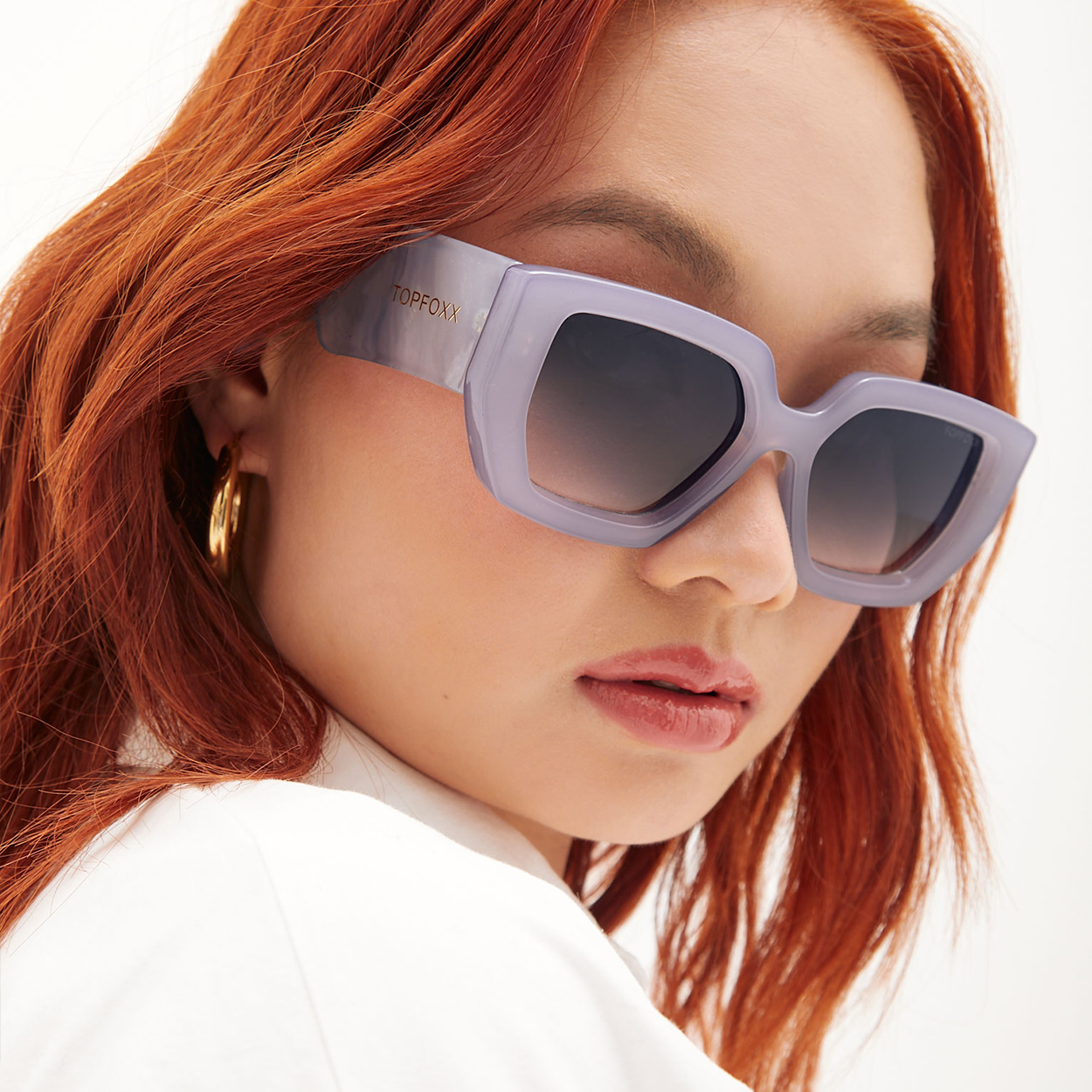 Incognito Lilac Marble Arm Oversized Sunglasses TopFoxx
