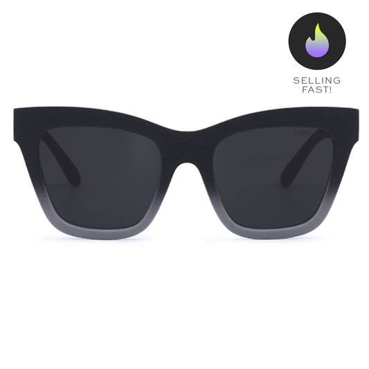 Cosmo Black And Grey Sunglasses Square Cat Eye Matte