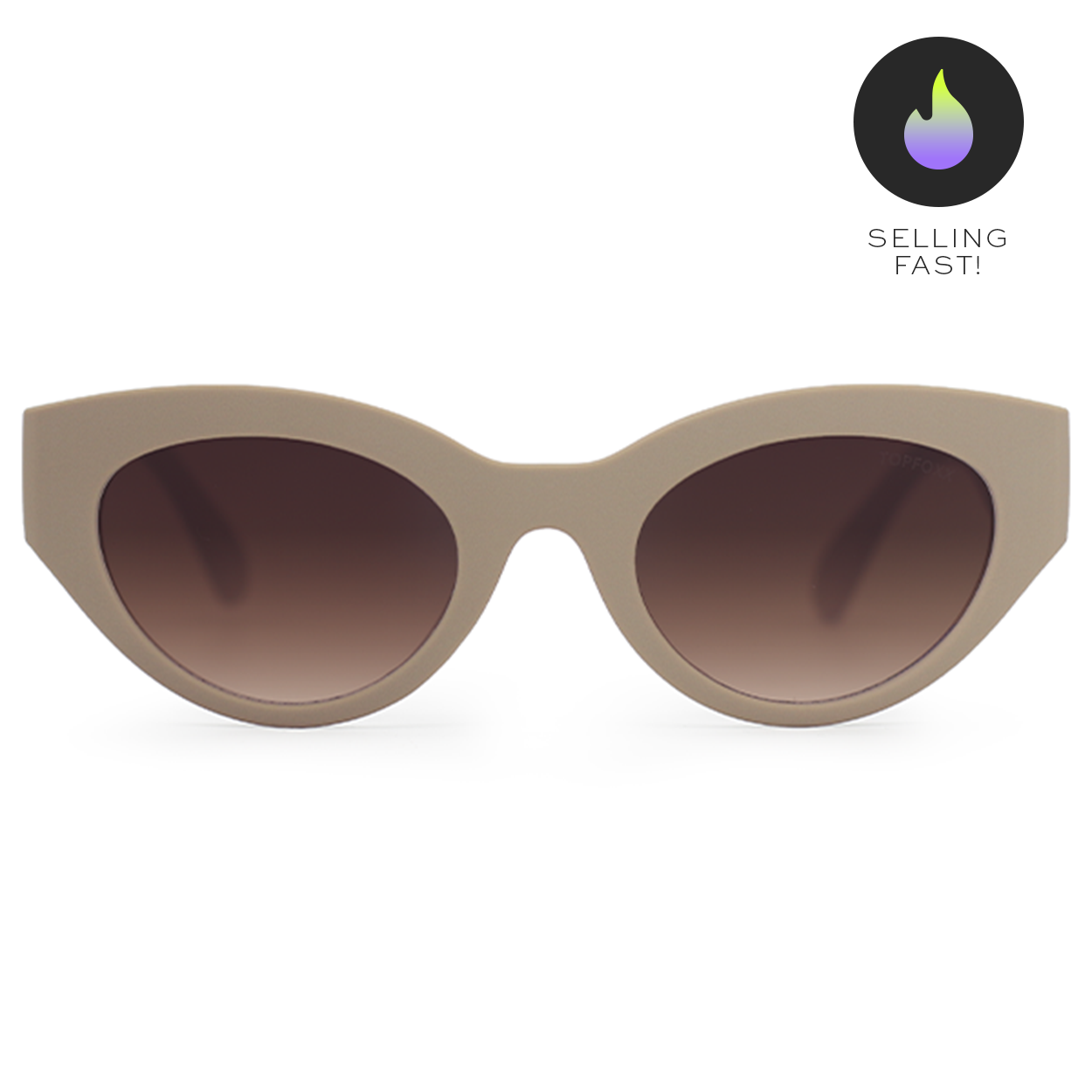 Elizabeth Nude Sunglasses TopFoxx Oval Cat Eye Matte Finish
