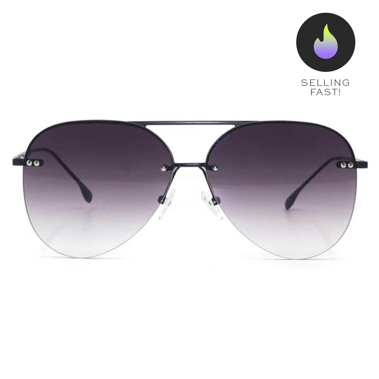 Smaller Megan 2 Faded Black Metal Aviator Sunglasses