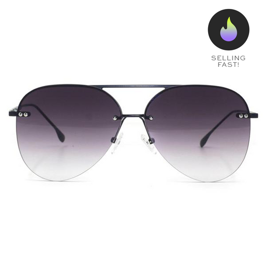 Smaller Megan 2 Faded Black Metal Aviator Sunglasses