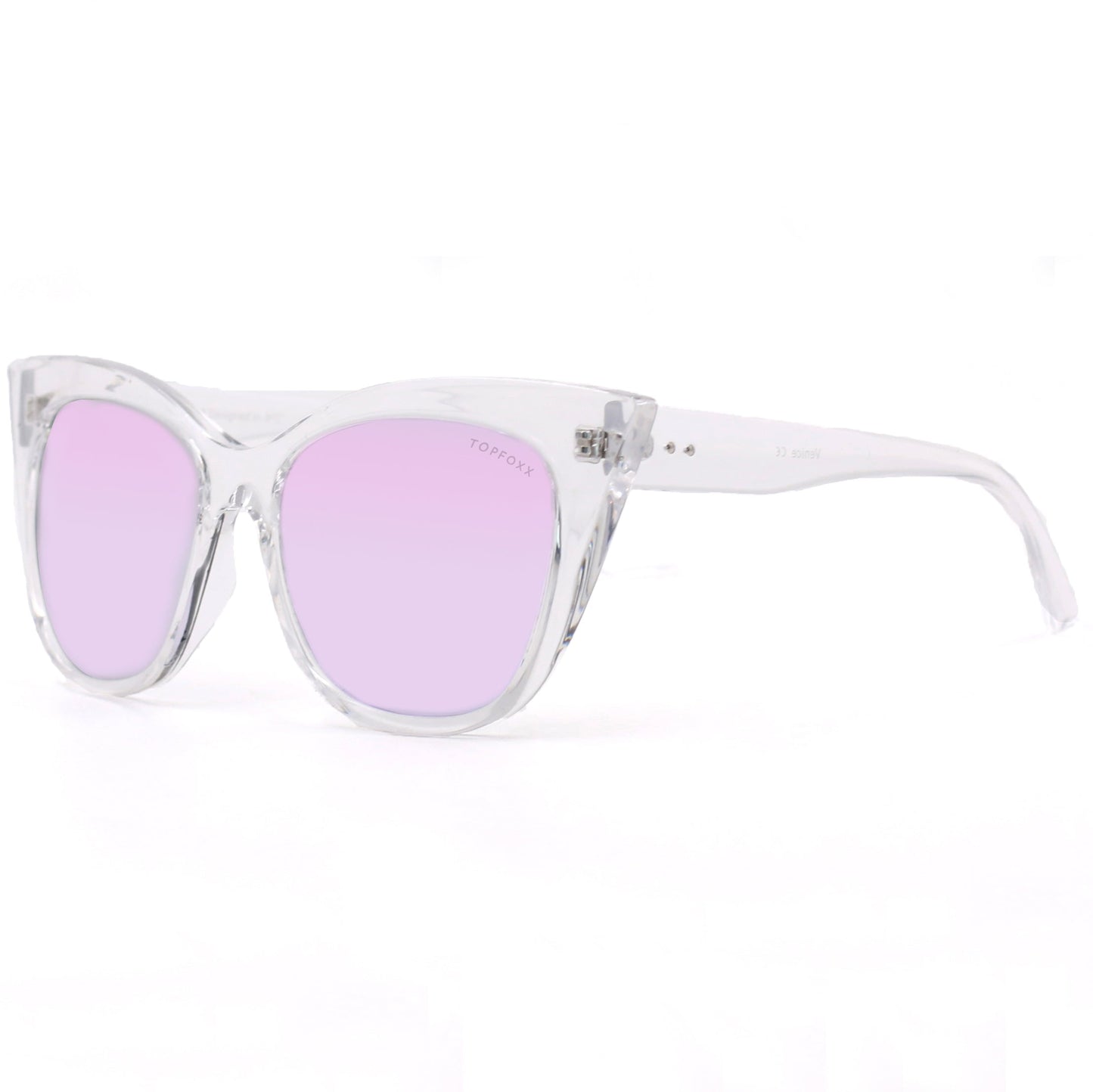 Sustainable Venice Clear Frame Purple Lens Sunglasses