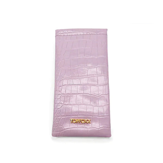 Lilac Faux Croco Soft Pouch Cosmetic Bag Organizer TopFoxx