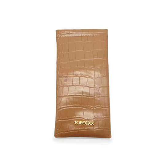 Nude Faux Croco Soft Pouch For Everyday Essentials TopFoxx