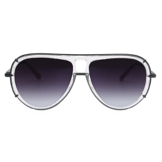 Ivy Luxe Clear Black Round Aviator Sunglasses Eco Friendly