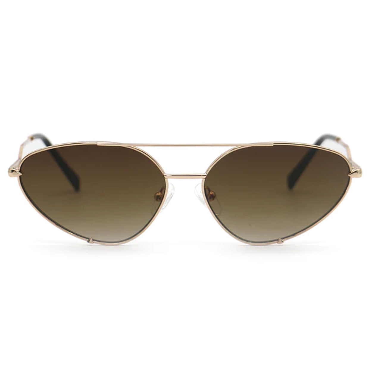Lucky Star Faded Brown Gold Cat Eye Aviator Sunglasses