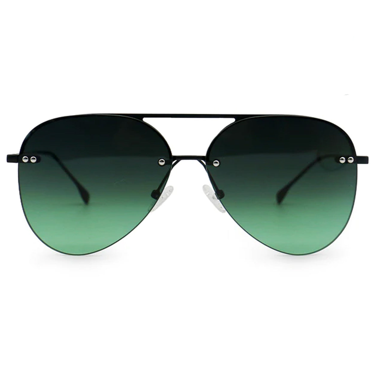 Smaller Megan 2 Dark Green Metal Aviator Sunglasses