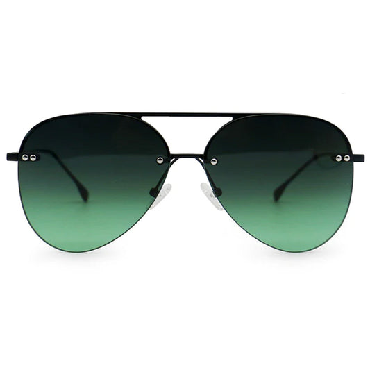 Smaller Megan 2 Dark Green Metal Aviator Sunglasses
