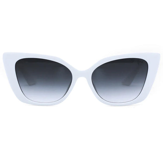 Sustainable Sophia White Cat Eye Sunglasses With Gradient
