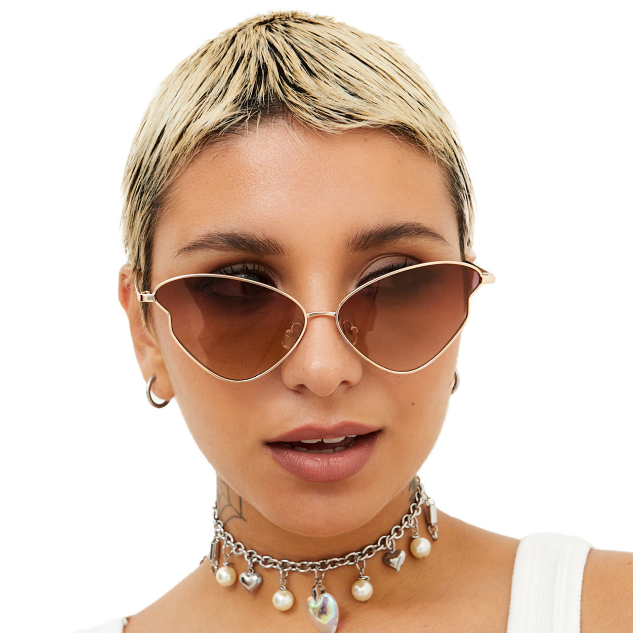 Transformation Faded Brown Retro Metallic Sunglasses