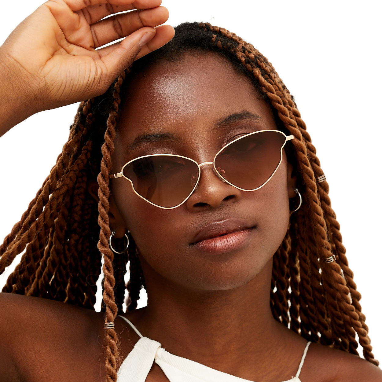 Transformation Faded Brown Retro Metallic Sunglasses