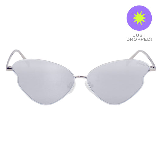 Transformation Silver Retro Sunglasses With Wavy Butterfly