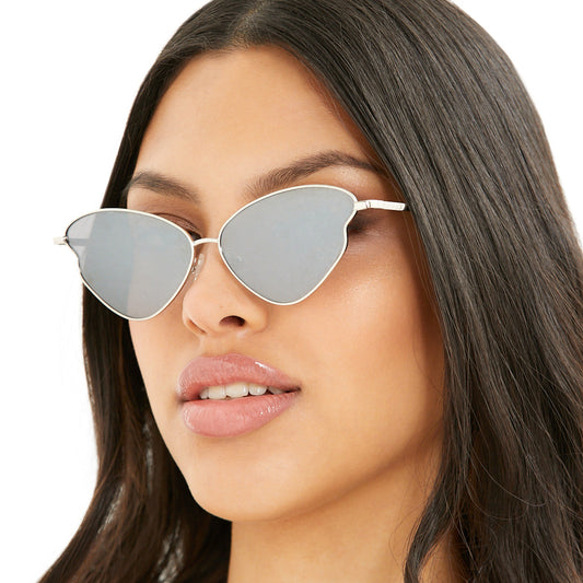 Transformation Silver Retro Sunglasses With Wavy Butterfly
